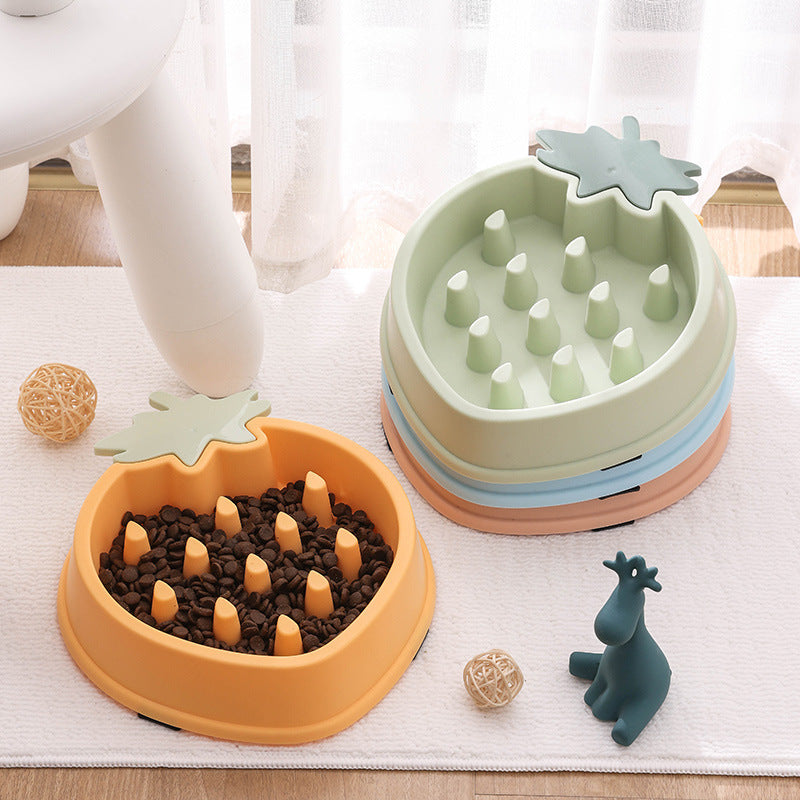 Pineapple Slow-Feed Bowl — Anti-Gulp Dog Bowl