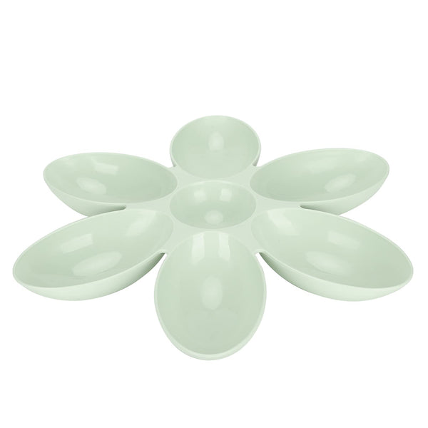 TITA-DONG Cat Food Bowl Flower Petal Shaped 6 Grids Pet Feeding Bowl Non-Slip Durable for Multiple Cats Green