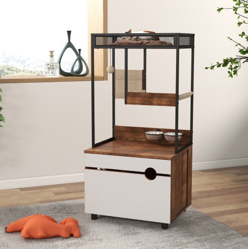 Kattenbak ombouw met krabpaal, Kattenmeubel, Kattenkast