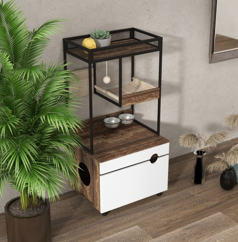Kattenbak ombouw met krabpaal, Kattenmeubel, Kattenkast