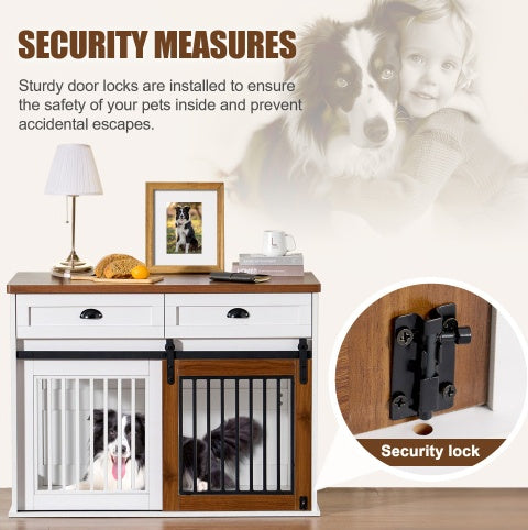 Wooden Furniture-Style Dog Crate — Double Door