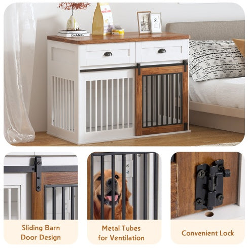 Wooden Furniture-Style Dog Crate — Double Door