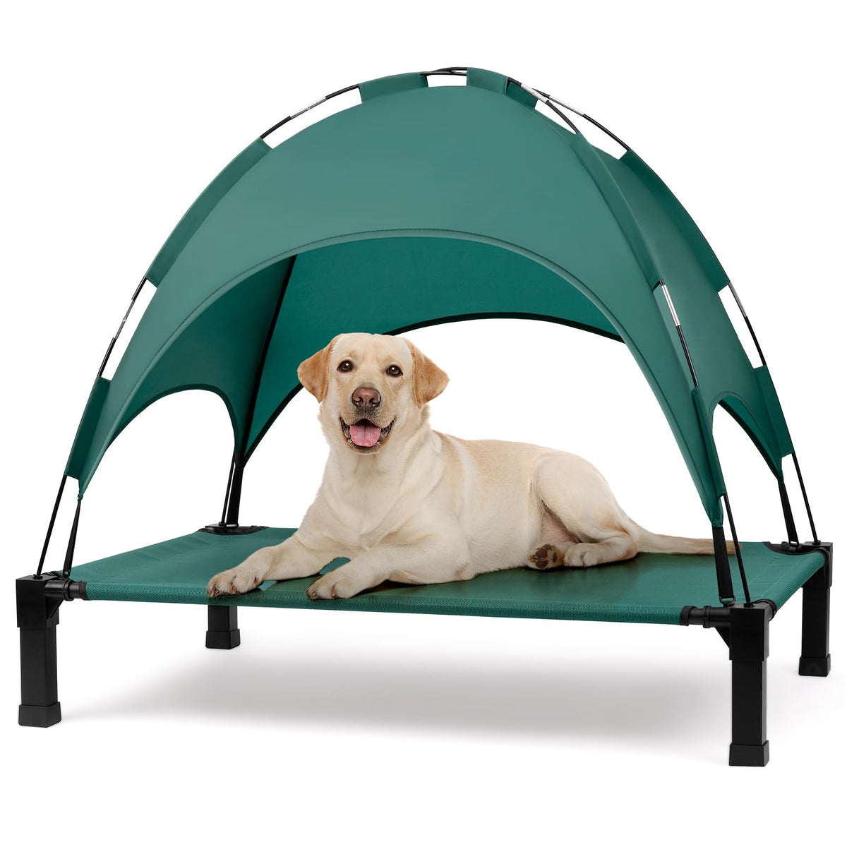 Elevated Outdoor Dog Cot with Canopy — Cooling