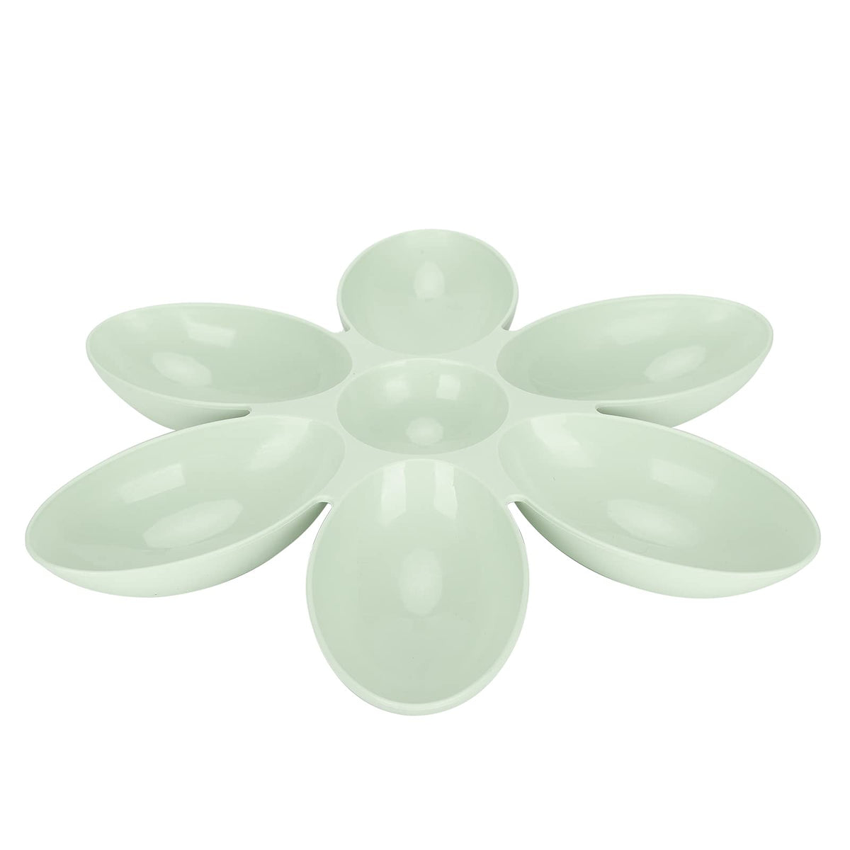 TITA-DONG Cat Food Bowl Flower Petal Shaped 6 Grids Pet Feeding Bowl Non-Slip Durable for Multiple Cats Green