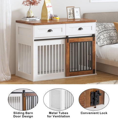 Wooden Furniture-Style Dog Crate — Double Door