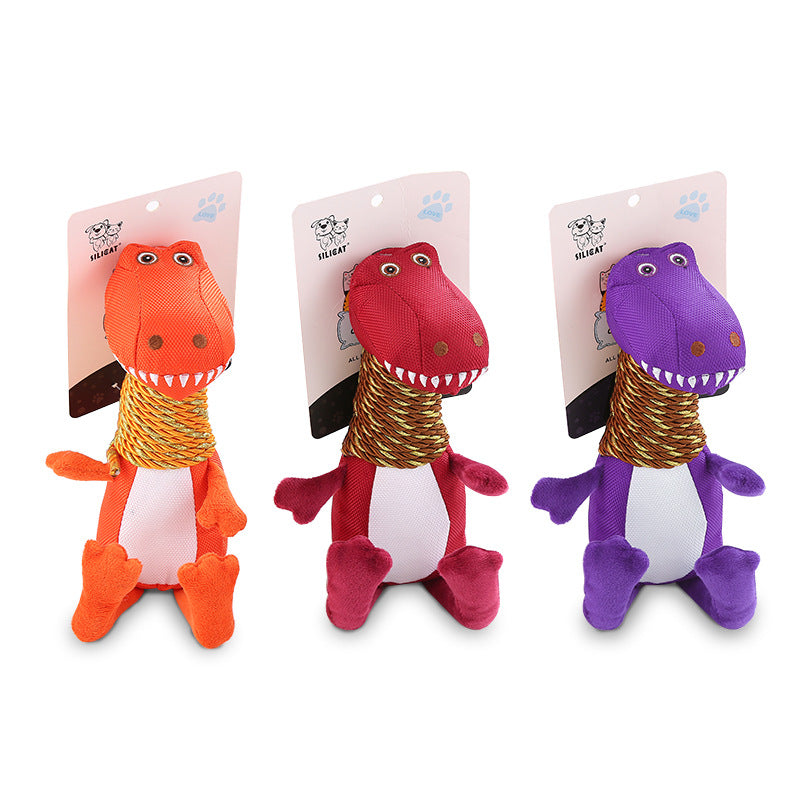 Plush Dinosaur Squeaky Chew Toy — Tough Play