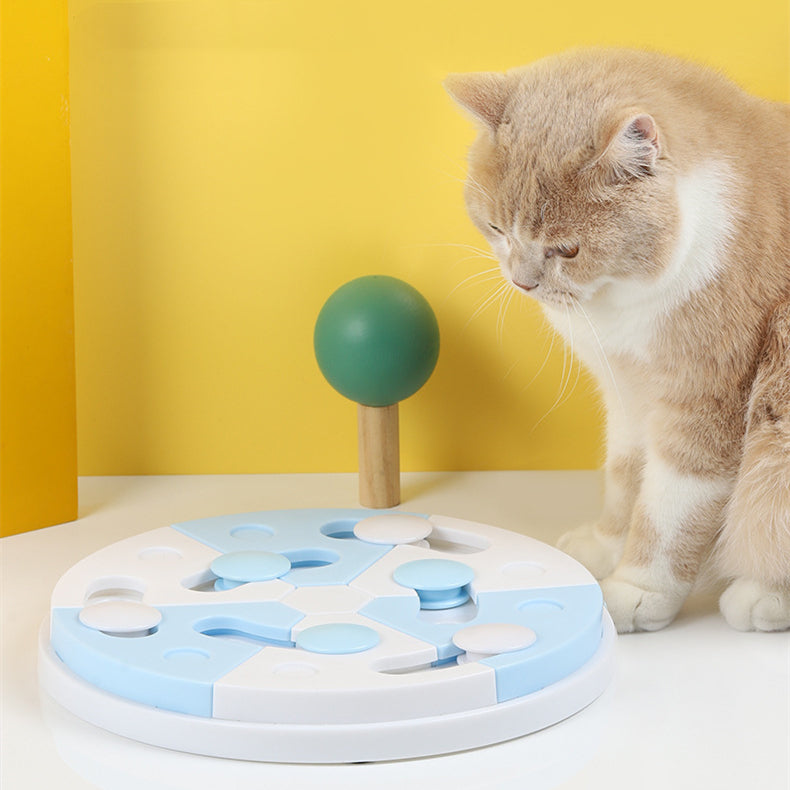 Blue and White Jigsaw Puzzle Pet Feeding Tray