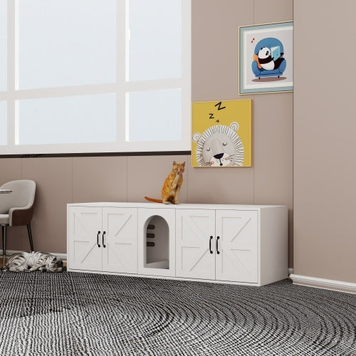 Moderne Kattenbakmeubel Met Dubbele Ruimte, Houten Kattenbakmeubel Met Kattenluik