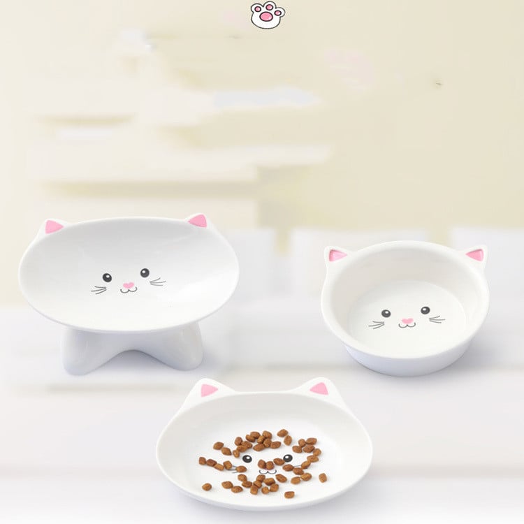 Keramische voerbak voor katten met gezicht – Gemakkelijk schoon te maken