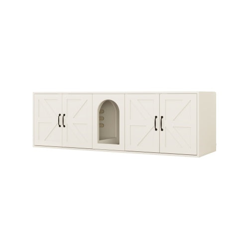 Moderne Kattenbakmeubel Met Dubbele Ruimte, Houten Kattenbakmeubel Met Kattenluik