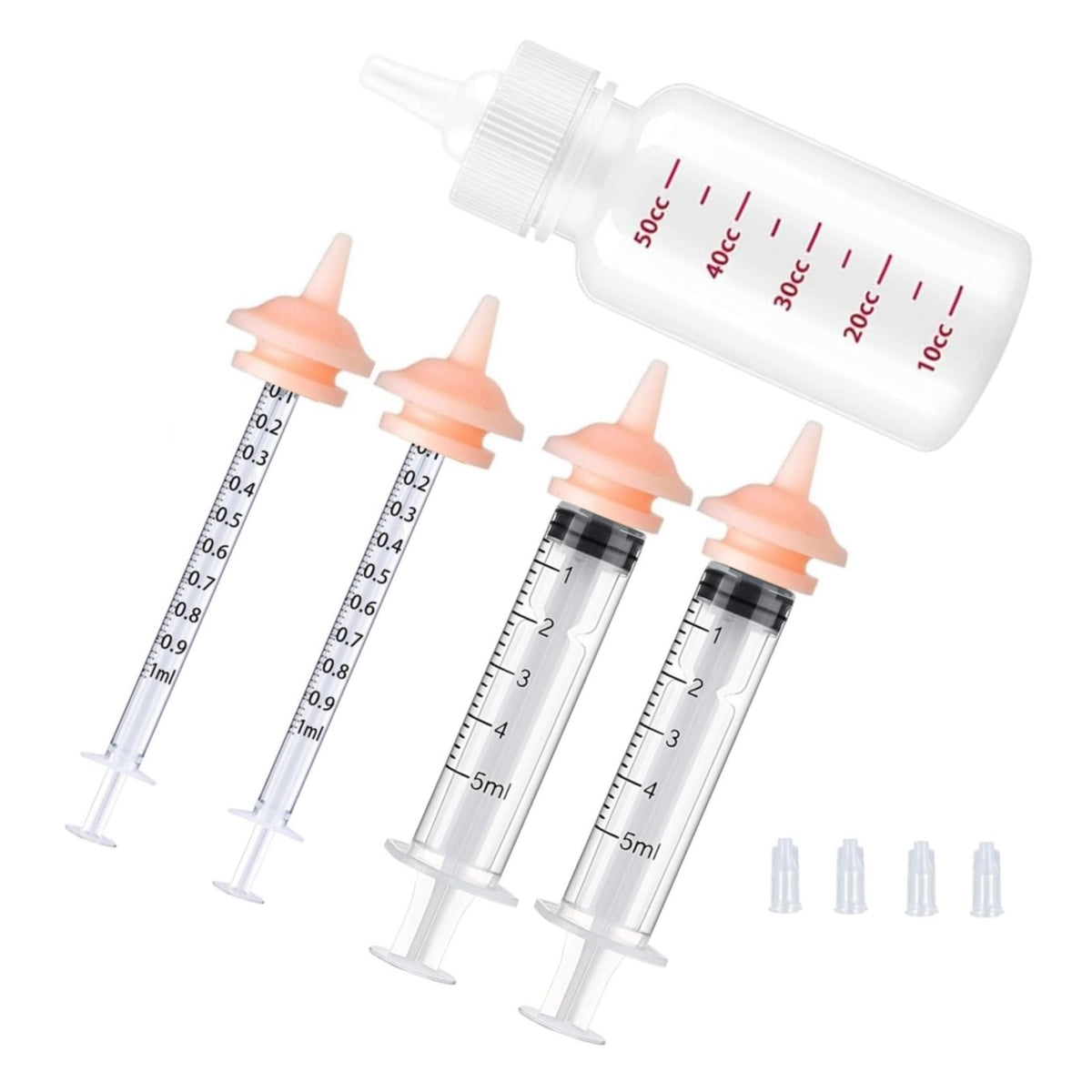 Pet Feeding Silicone Nipples are Suitable for Newborn Kittens Puppies Rabbits and Small Animals (Bottle Set 1)