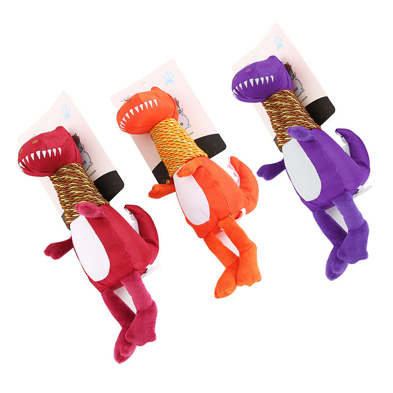 Plush Dinosaur Squeaky Chew Toy — Tough Play
