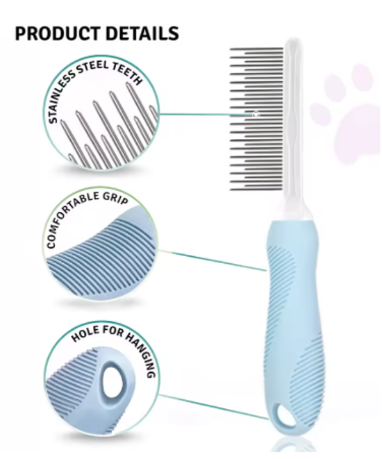 Pet Grooming Pin Comb — Detangle & Deshed