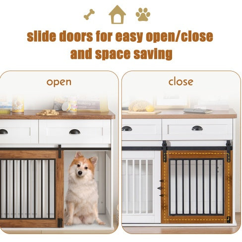 Wooden Furniture-Style Dog Crate — Double Door