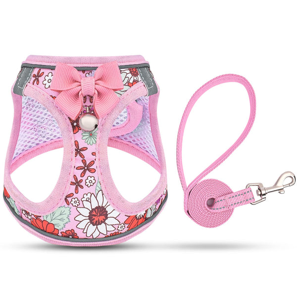SALFSE Cat Harness and Leash Escape Proof for Walking Adjustable Soft Kitten Harness with Reflective Straps Step in Cat Vest Harness for Small Kitten and XS Dogs (Pink XXS-Chest(8.7"-10.2"))