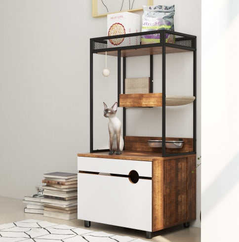 Kattenbak ombouw met krabpaal, Kattenmeubel, Kattenkast