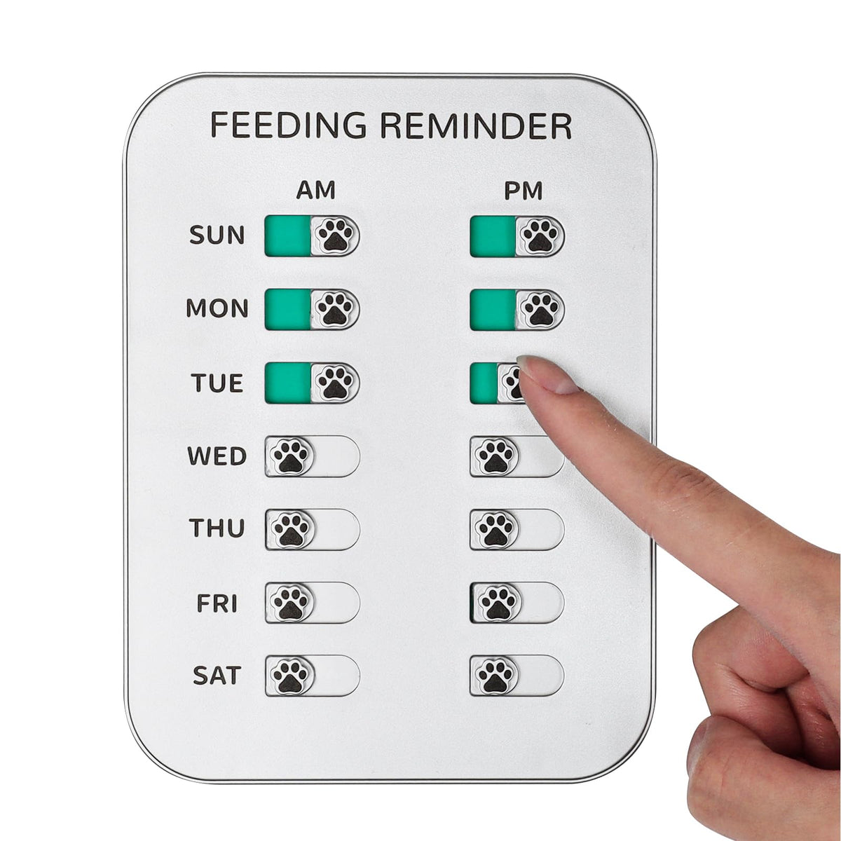 YAUYIK Magnetic Dog Feeding Reminder with Sticker AM/PM Daily Indication Chart Signs Helps You Track Pet Feeding & Medication Easy to Use on Fridge Wall Food Storage Bin (Silver)