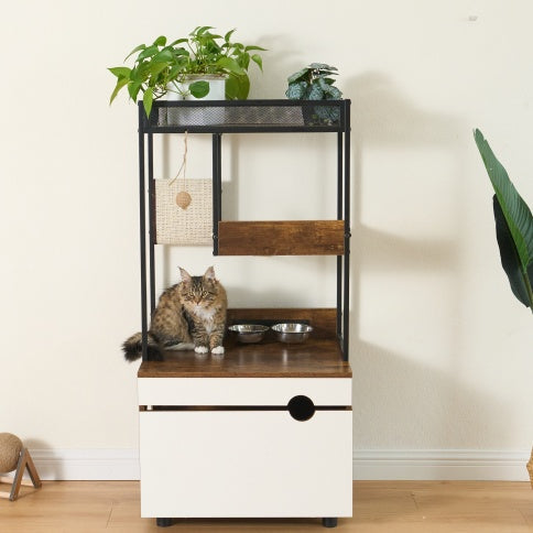 Kattenbak ombouw met krabpaal, Kattenmeubel, Kattenkast