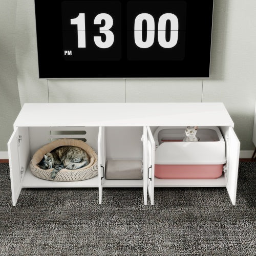 Moderne Kattenbakmeubel Met Dubbele Ruimte, Houten Kattenbakmeubel Met Kattenluik