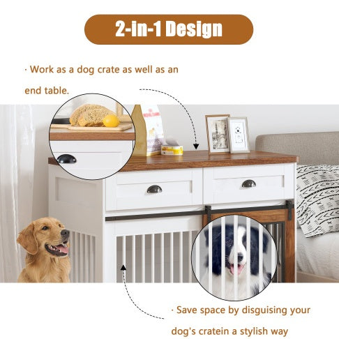 Wooden Furniture-Style Dog Crate — Double Door