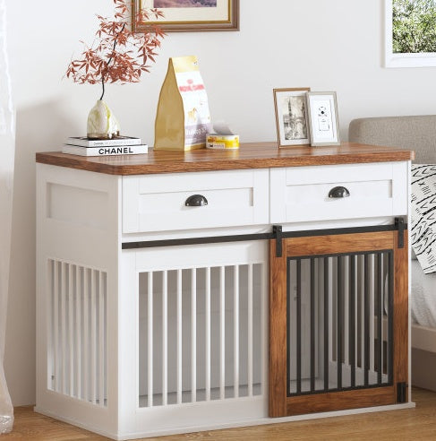 Wooden Furniture-Style Dog Crate — Double Door