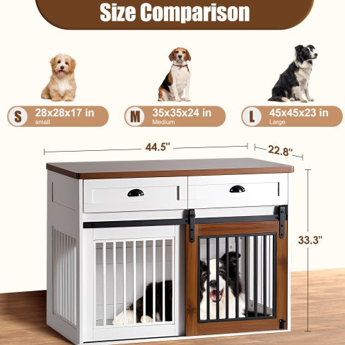 Wooden Furniture-Style Dog Crate — Double Door